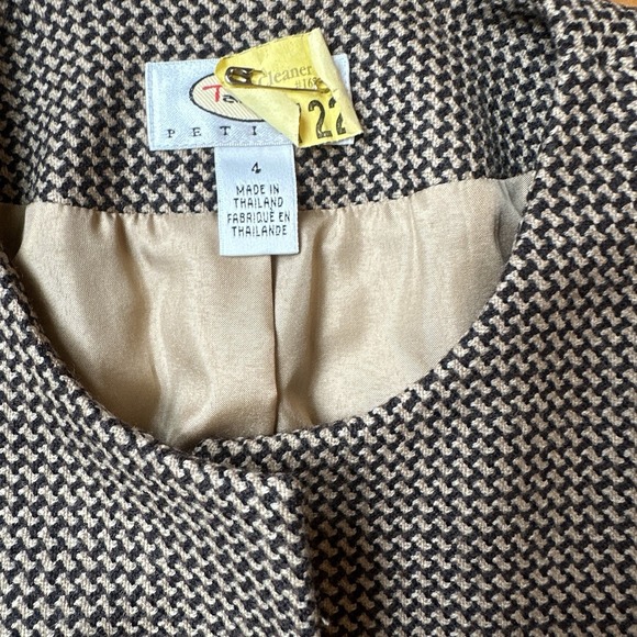 Talbots Women's Houndstooth Jacket Size 4 Brown 100% Wool Shell Blazer - Picture 4 of 5